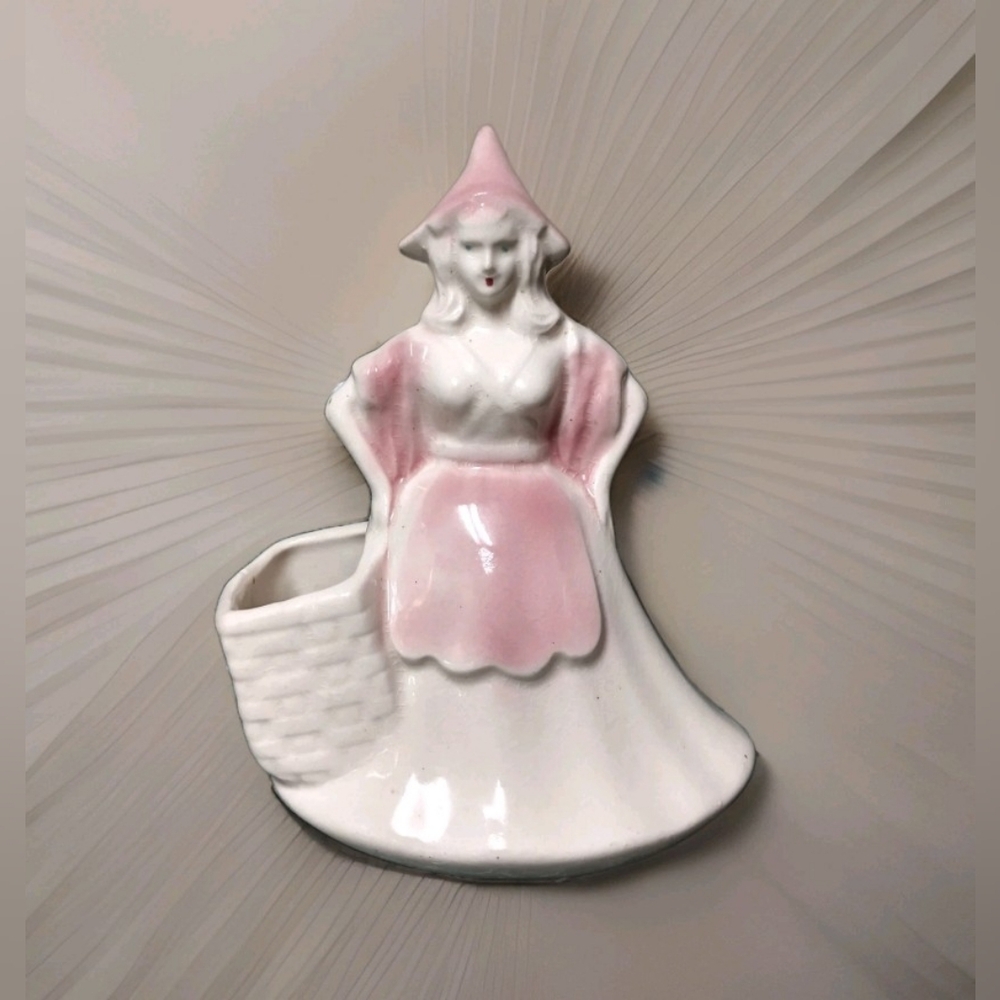 Vintage Brush McCoy 6" Dutch Holland Girl Ceramic Pottery Planter Vase